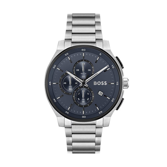 BOSS MEN'S PEAK 2.0 CHRONOGRAPH NAVY DIAL STAINLESS STEEL WATCH
