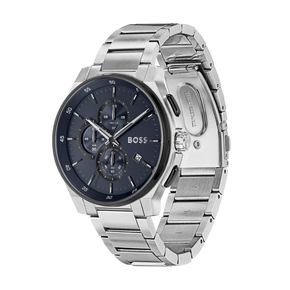 BOSS MEN'S PEAK 2.0 CHRONOGRAPH NAVY DIAL STAINLESS STEEL WATCH