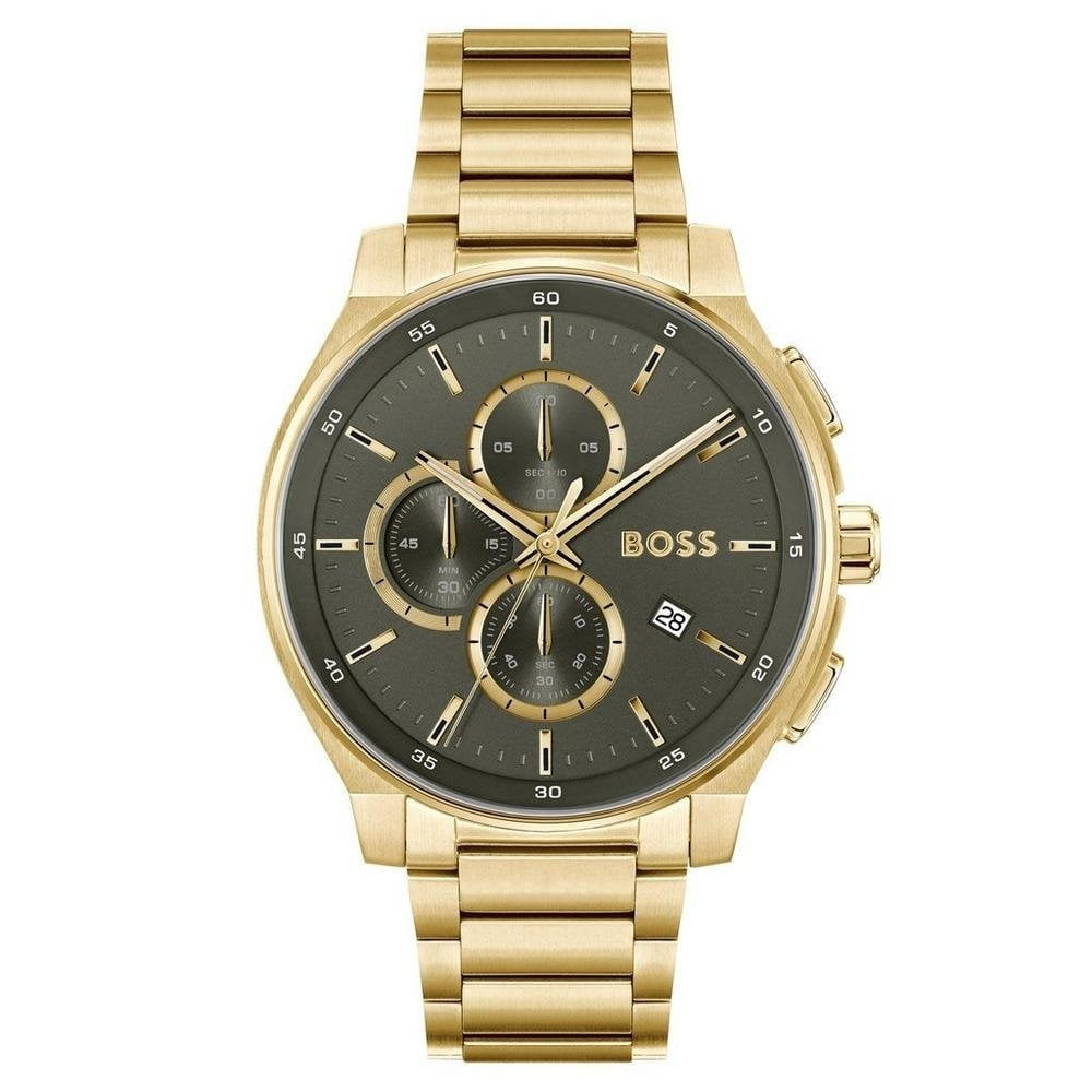 BOSS MEN'S PEAK 2.0 GREY DIAL GOLD STAINLESS STEEL WATCH