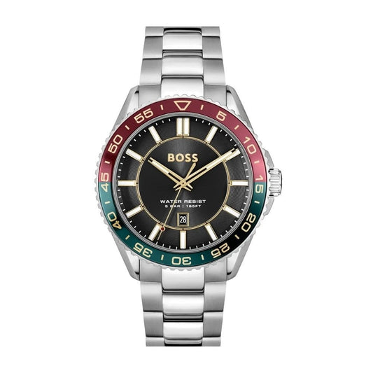 BOSS MEN'S RUNNER BLACK DIAL STAINLESS STEEL WATCH