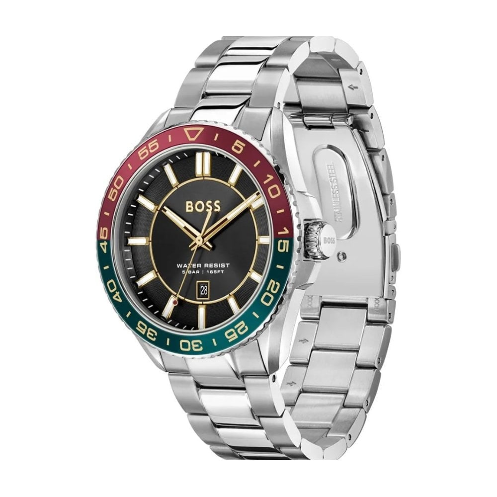BOSS MEN'S RUNNER BLACK DIAL STAINLESS STEEL WATCH