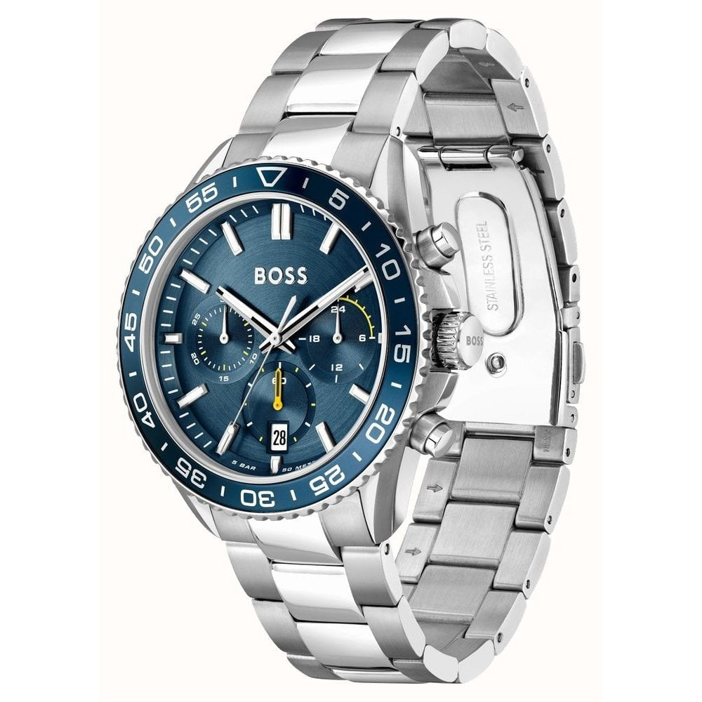BOSS MEN'S RUNNER CHRONOGRAPH BLUE DIAL STAINLESS STEEL WATCH