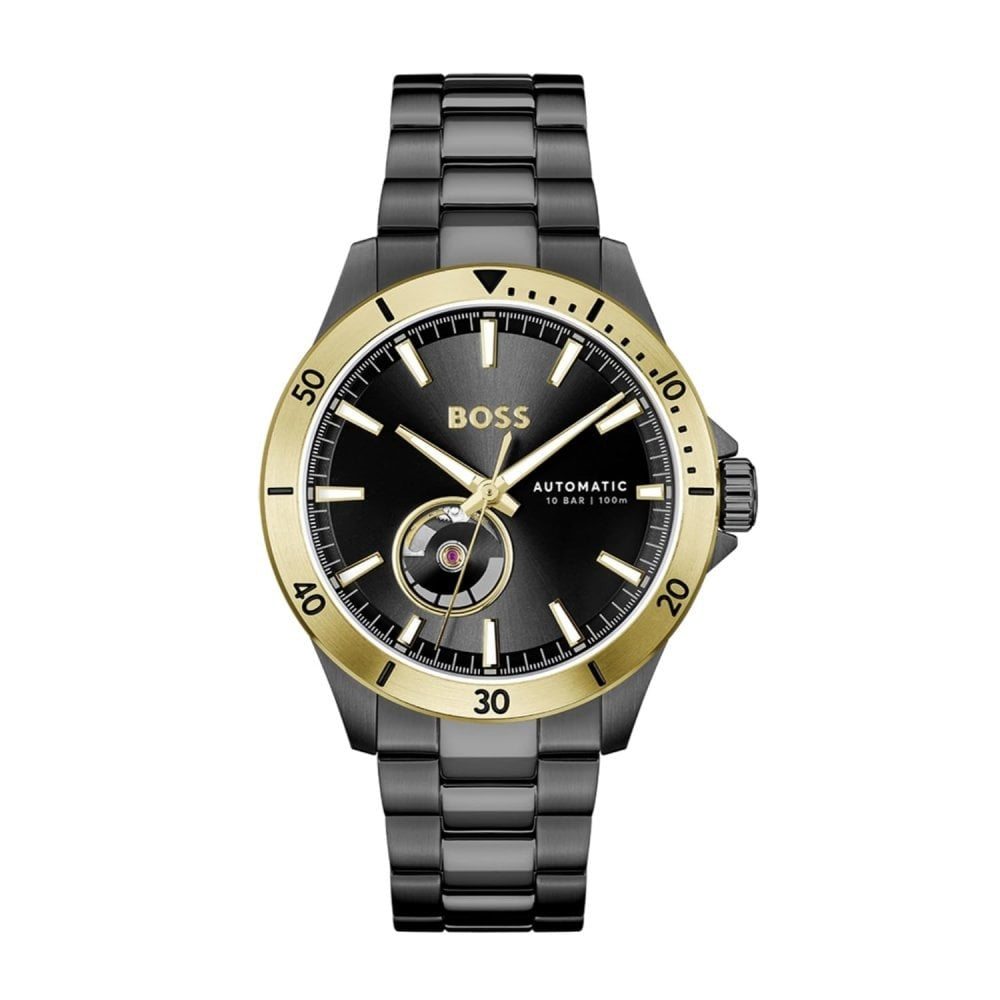BOSS MEN'S TROPER AUTOMATIC BLACK STAINLESS STEEL WATCH