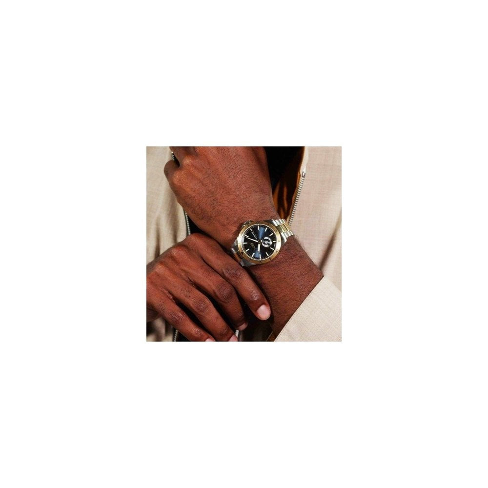 BOSS MEN'S TROPER BLUE DIAL AUTOMATIC TWO TONED STAINLESS STEEL WATCH