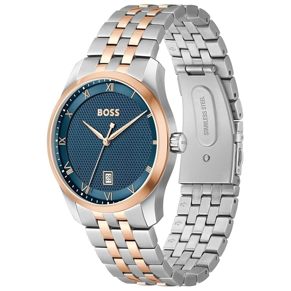 BOSS Men's Principle Bracelet Strap Watch, Silver/Gold