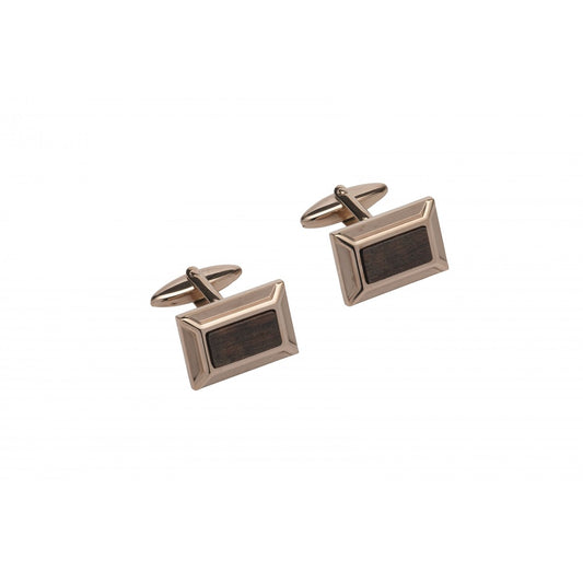 BRONZE/WOOD STAINLESS STEEL CUFF LINKS