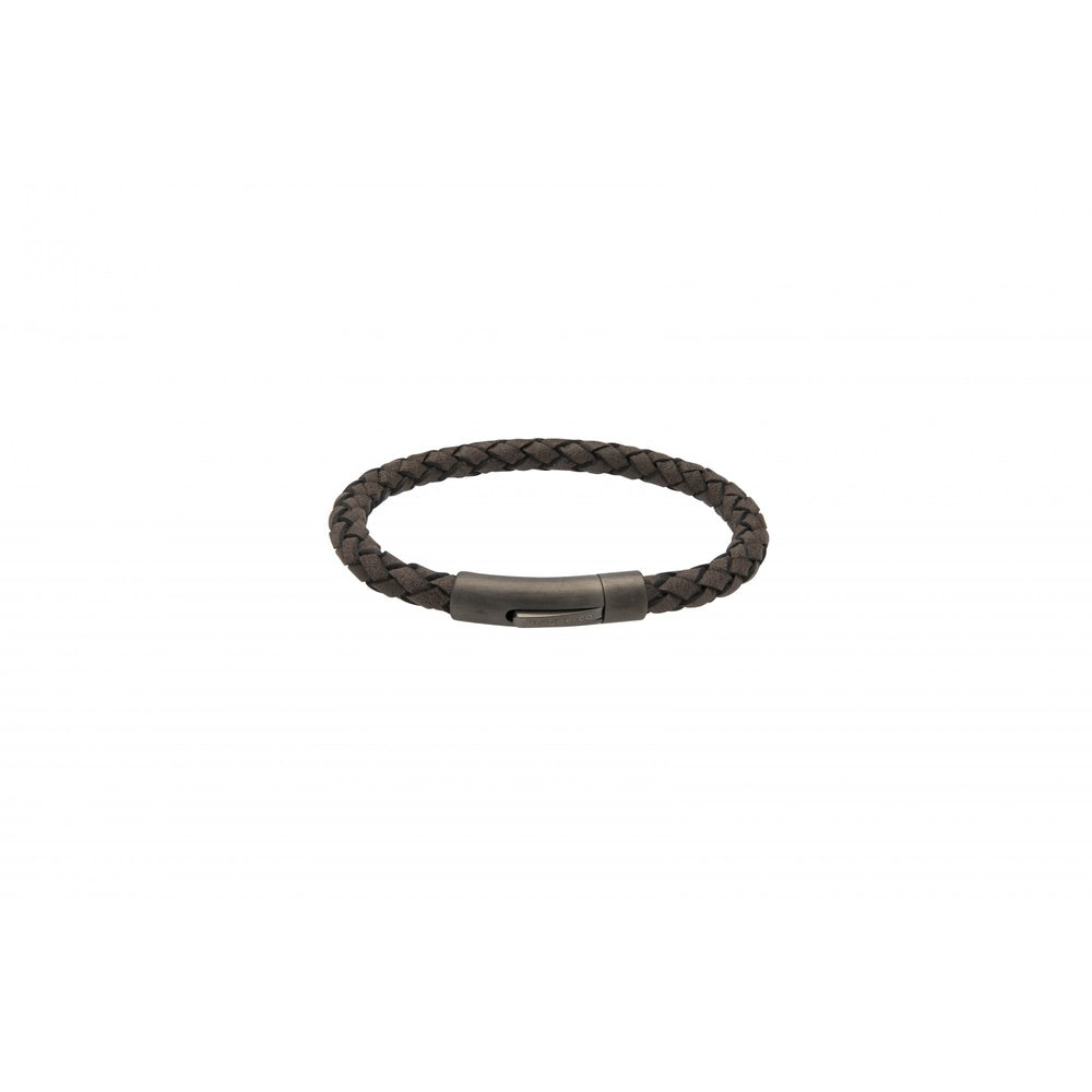 BROWN LEATHER MATT POLISHED BRACELET