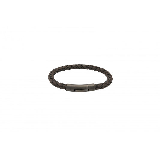 BROWN LEATHER MATT POLISHED BRACELET