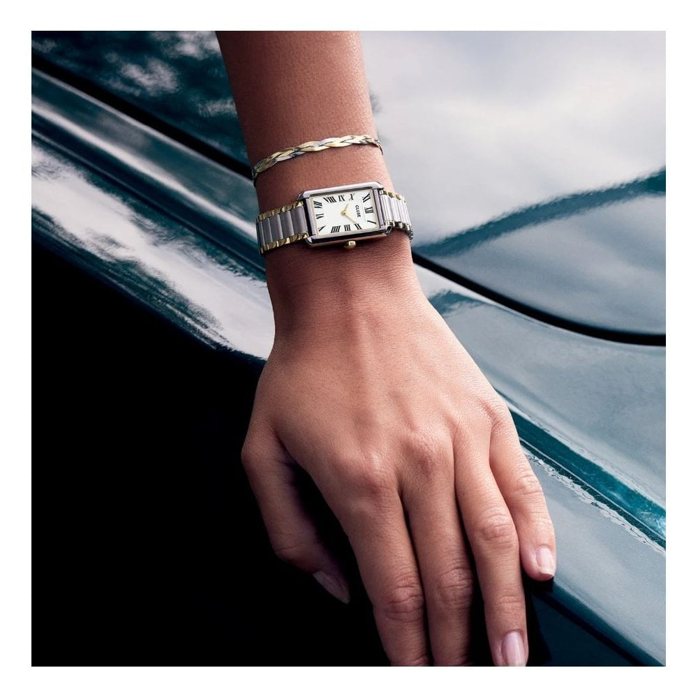 Belisenna,White Dial, Ladies Two-Tined Stainless Steel Watch