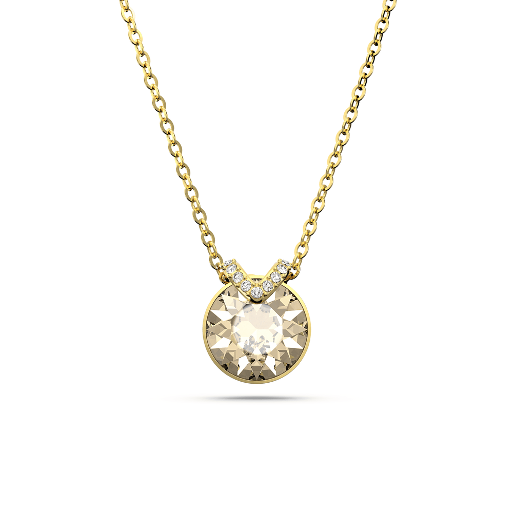 Bella V pendant Round cut, Gold tone, Gold-tone plated
