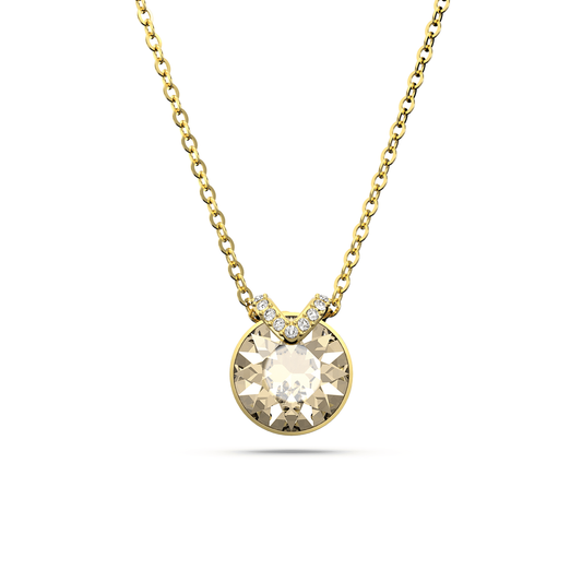Bella V pendant Round cut, Gold tone, Gold-tone plated