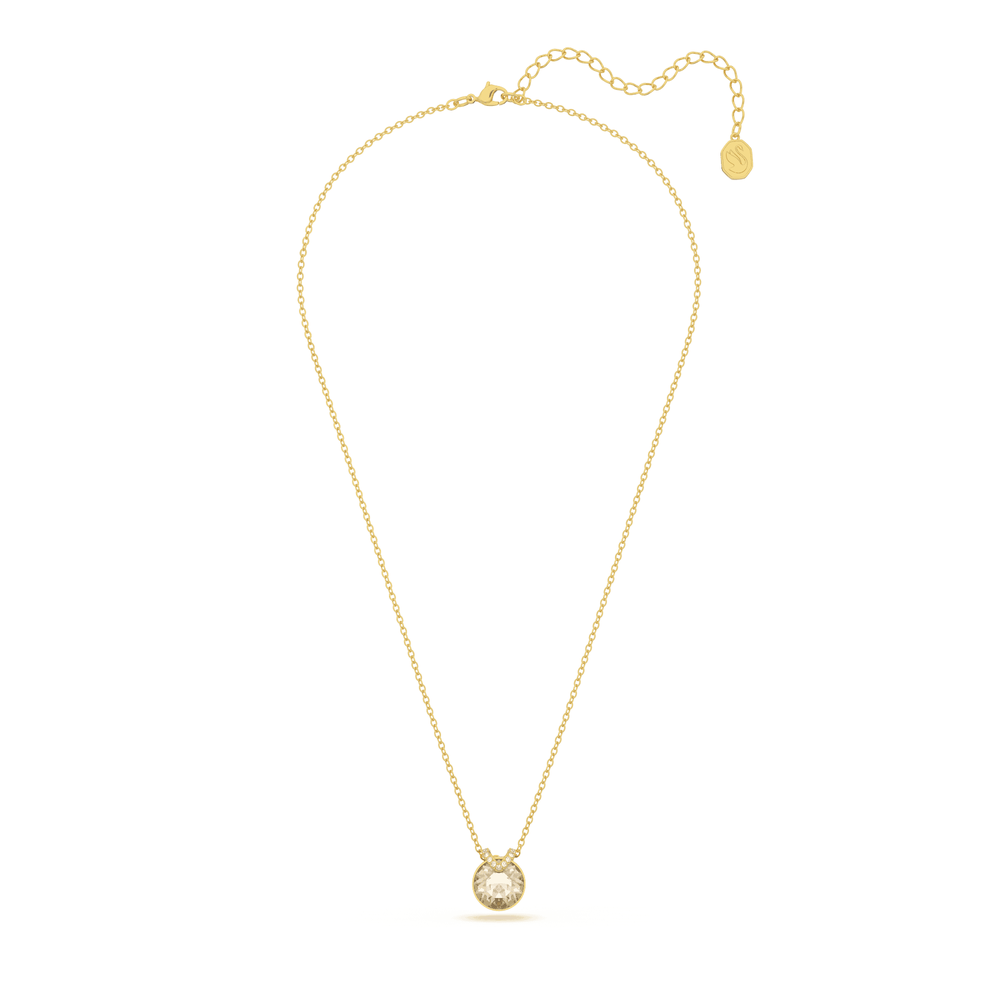 Bella V pendant Round cut, Gold tone, Gold-tone plated