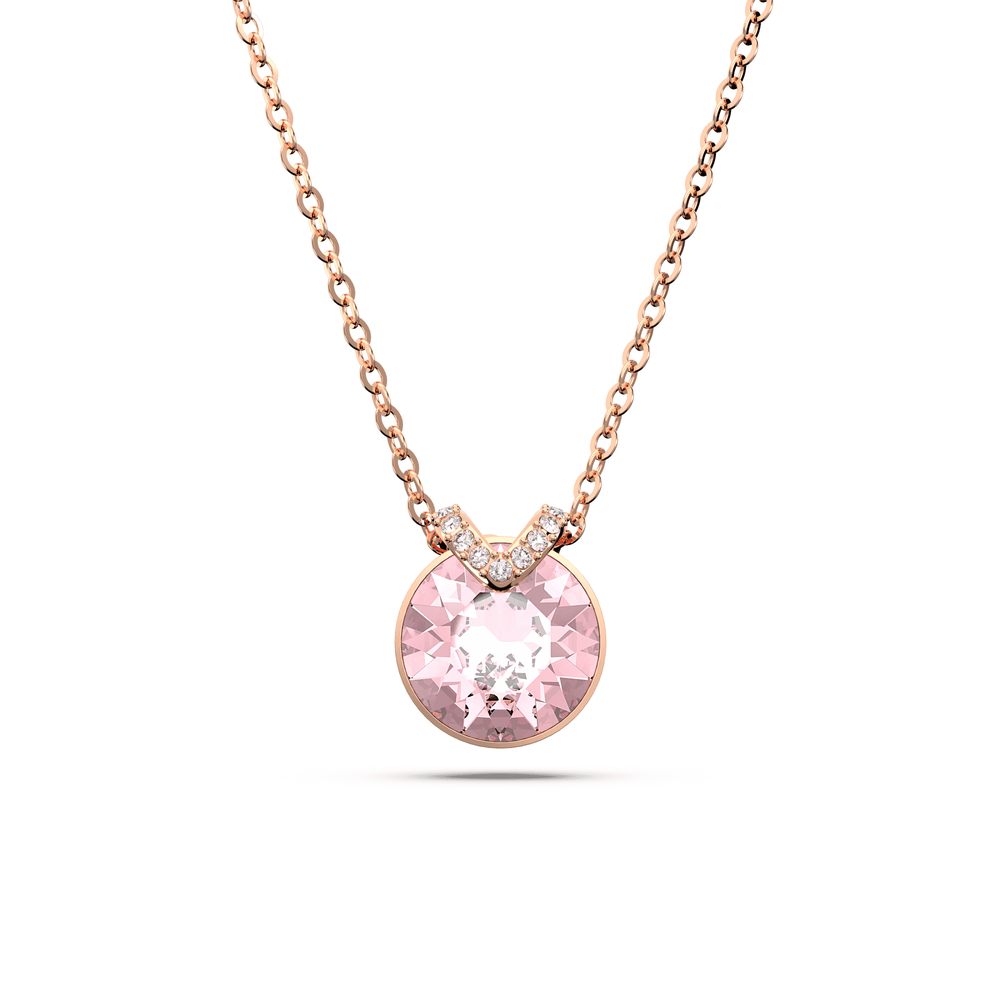 Bella V pendant Round cut, Pink, Rose gold-tone plated
