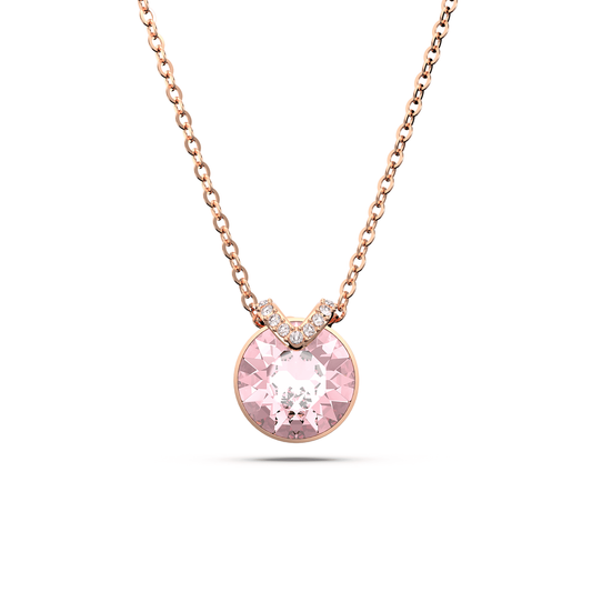 Bella V pendant Round cut, Pink, Rose gold-tone plated