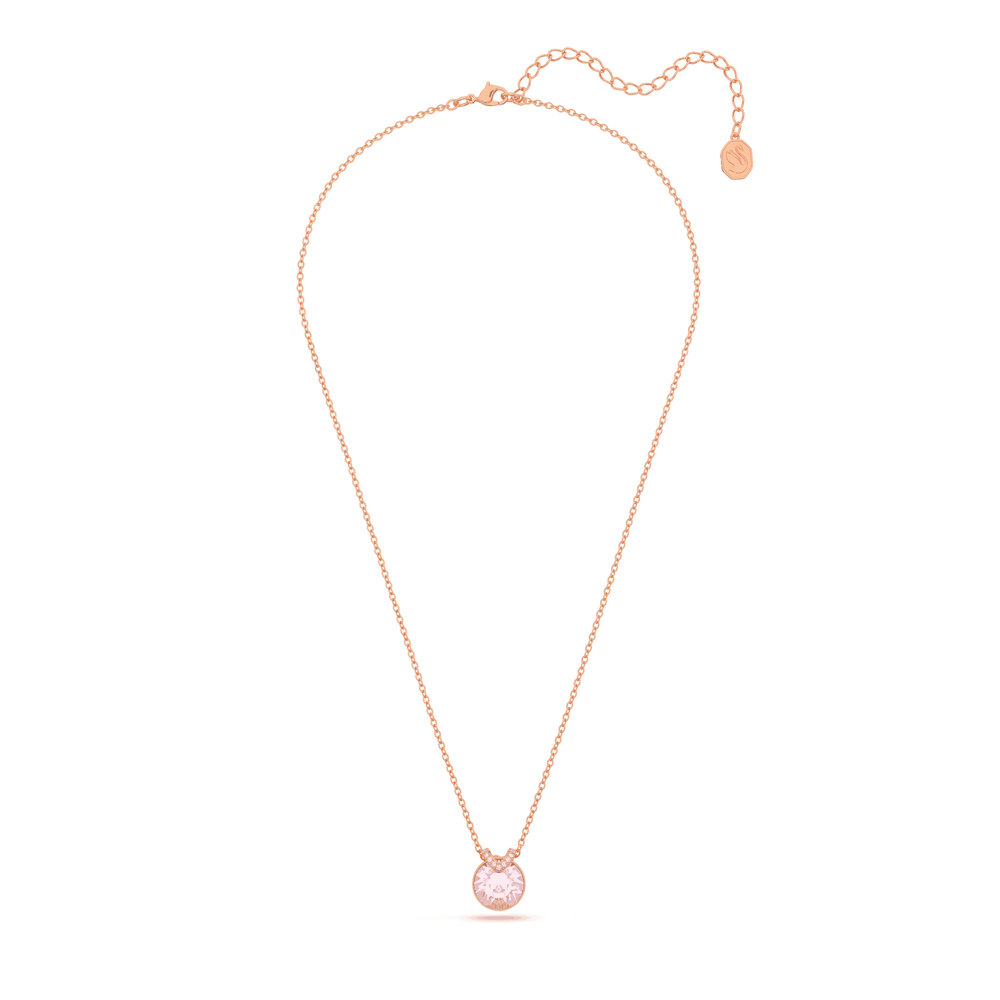 Bella V pendant Round cut, Pink, Rose gold-tone plated
