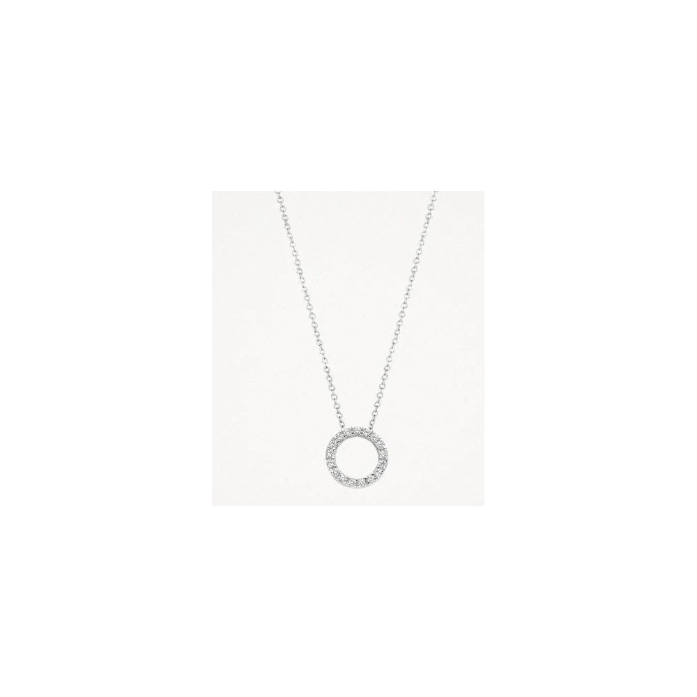 Blush 14k White Gold with Zirconia Circle Necklace