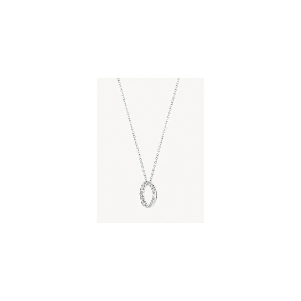 Blush 14k White Gold with Zirconia Circle Necklace