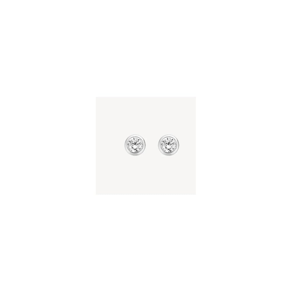 Blush 14k White Gold with Zirconia Stud Earrings