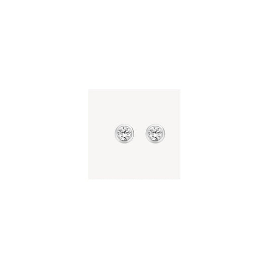 Blush 14k White Gold with Zirconia Stud Earrings