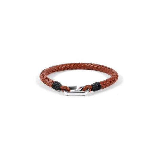 Braided Brown Leather Hook Bracelet