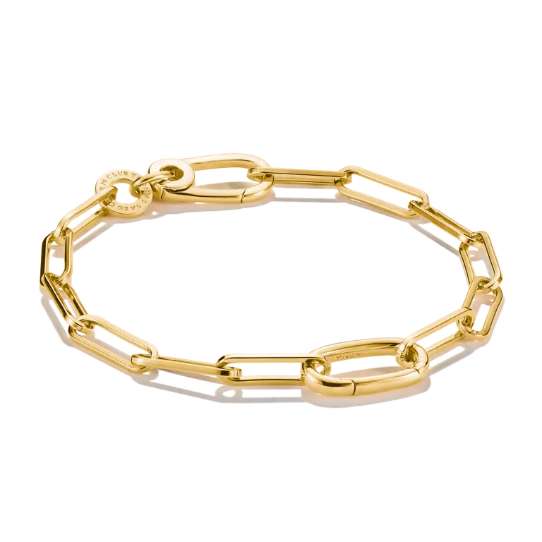 THOMAS SABO 18CT GOLD ON SIL PAPERCLIP CHARM BRACELET WITH CONNECT LINK