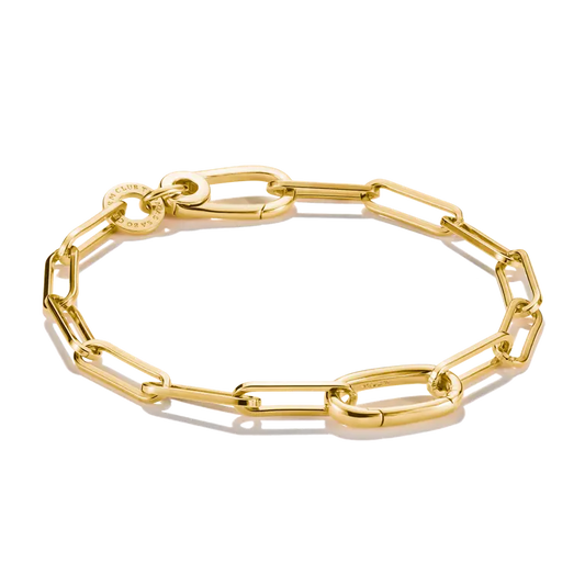 THOMAS SABO 18CT GOLD ON SIL PAPERCLIP CHARM BRACELET WITH CONNECT LINK
