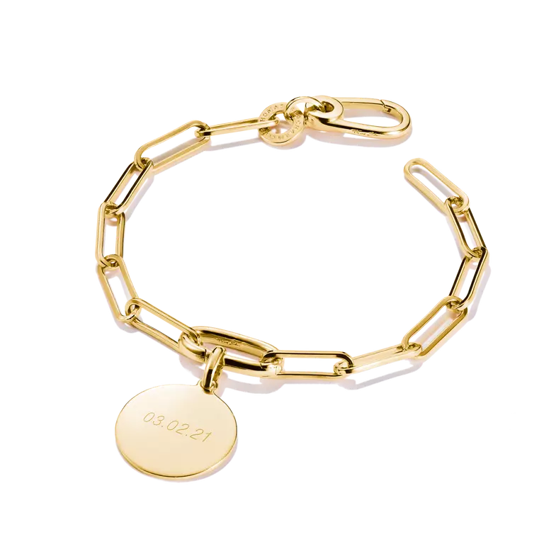 THOMAS SABO 18CT GOLD ON SIL PAPERCLIP CHARM BRACELET WITH CONNECT LINK