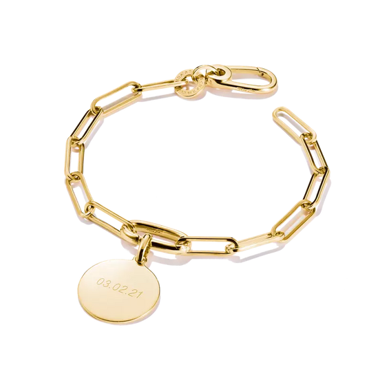 THOMAS SABO 18CT GOLD ON SIL PAPERCLIP CHARM BRACELET WITH CONNECT LINK