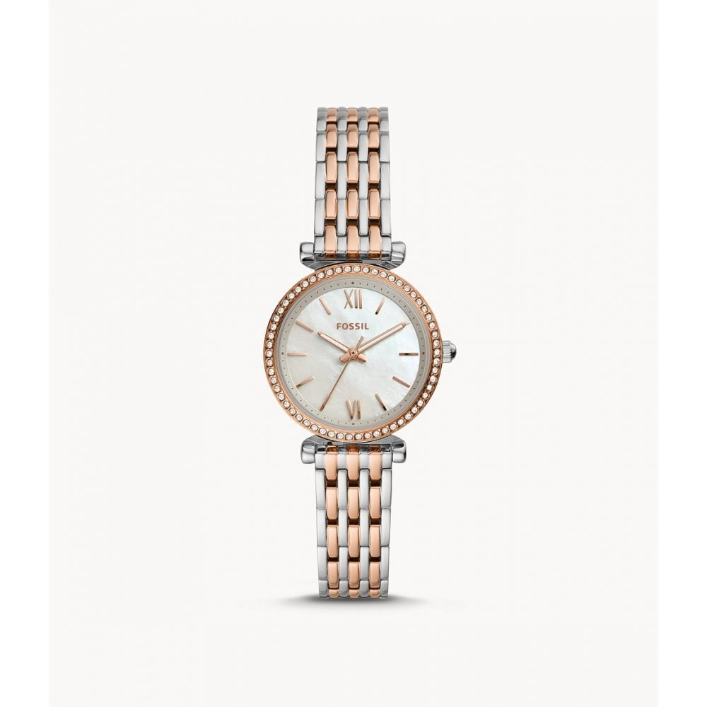 CARLIE MINI 3 HAND TWO TONE ROSE GOLD STAINLESS STEEL BRACELET WATCH