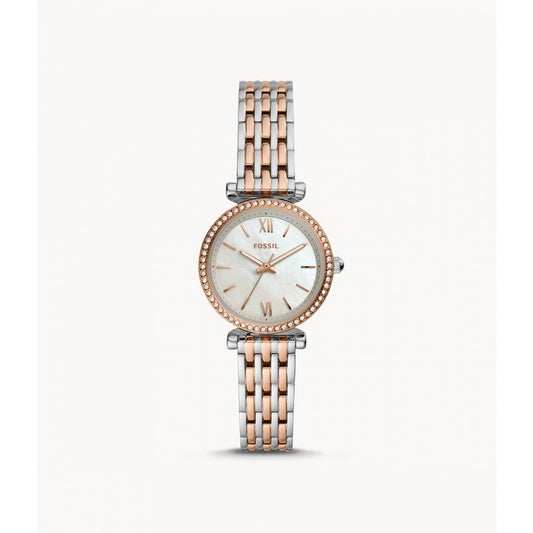 CARLIE MINI 3 HAND TWO TONE ROSE GOLD STAINLESS STEEL BRACELET WATCH