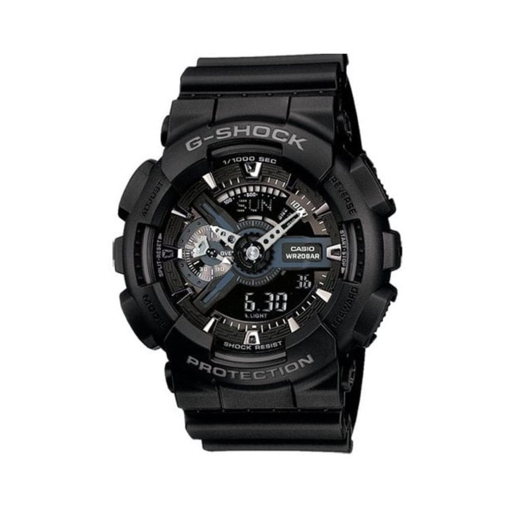 CASIO G SHOCK BLACK RUBBER ANALOGUE AND DIGITAL GENTS WATCH 