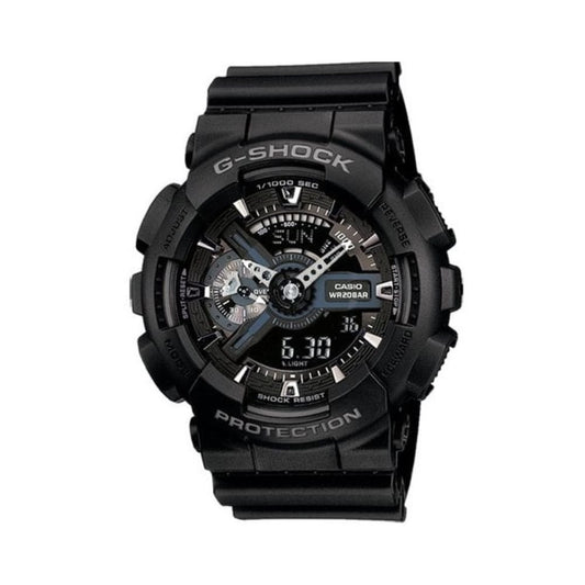 CASIO G SHOCK BLACK RUBBER ANALOGUE AND DIGITAL GENTS WATCH 