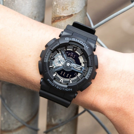 CASIO G SHOCK BLACK RUBBER ANALOGUE AND DIGITAL GENTS WATCH 