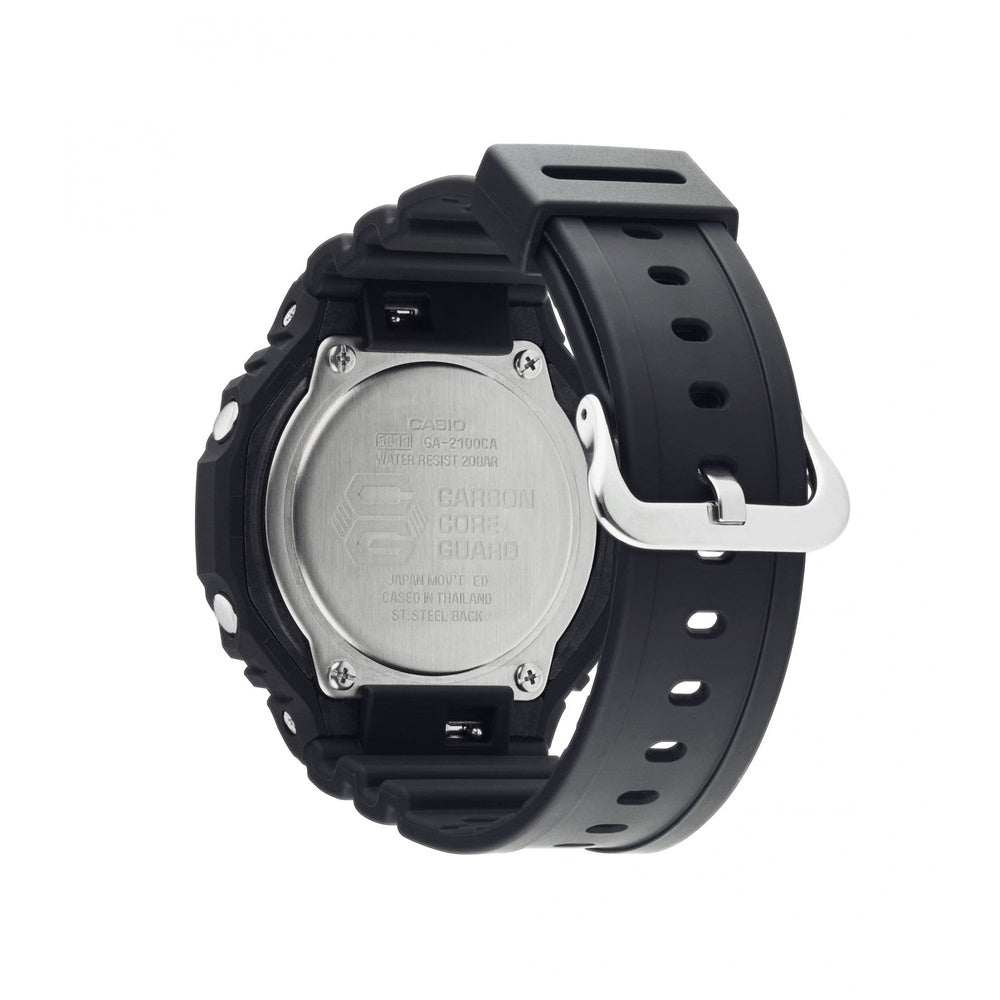 CASIO G SHOCK BLACK RUBBER ANALOGUE MAIN DISPLAY WITH DIGITAL MINI DISPLAY MULTIFUNCTION AND BLUE DETAILING GENTS WATCH 
