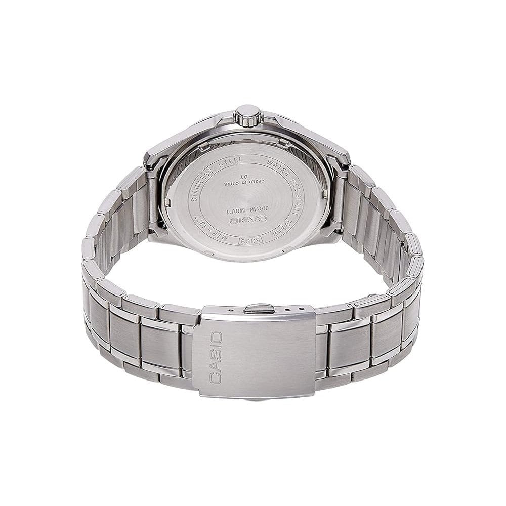 CASIO GENTS COLLECTION SILVER AND BLACK DIAL STAINLESS STEEL QUARTZ WATCH