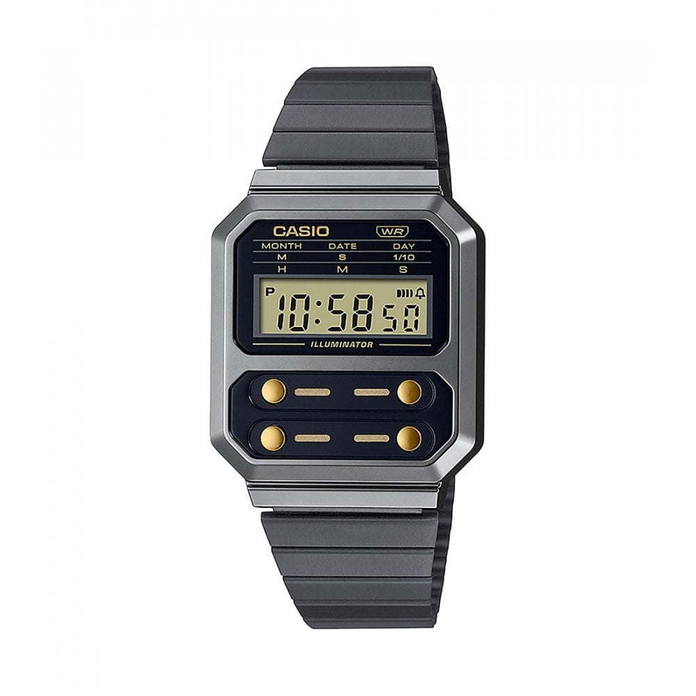 CASIO VINTAGE COLLECTION GREY PLATED STAINLESS STEEL WATCH