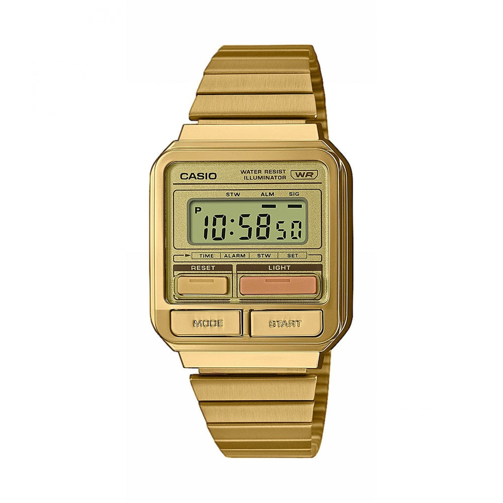 CASIO VINTAGE DESIGN GOLD PLATED COLOURED BUTTON UNISEX WATCH