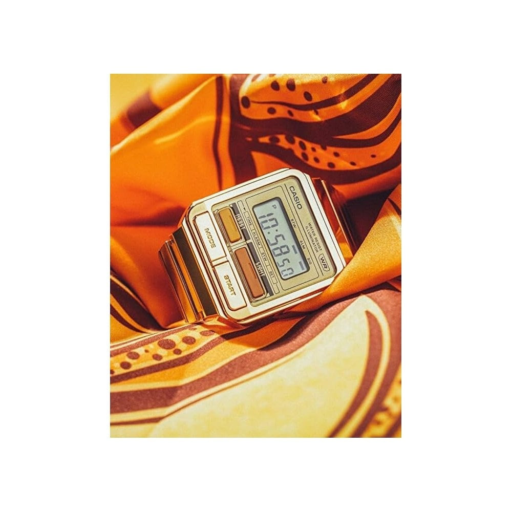 CASIO VINTAGE DESIGN GOLD PLATED COLOURED BUTTON UNISEX WATCH