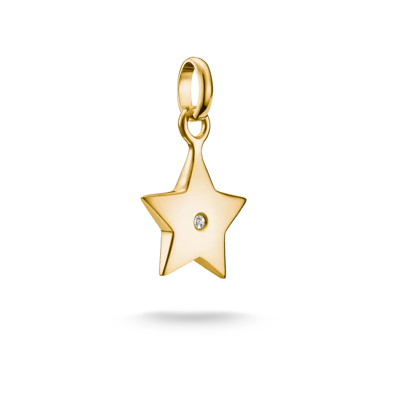 THOMAS SABO 18CT GOLD ON SIL STAR WITH SINGLE STONE CONNECT CHARM