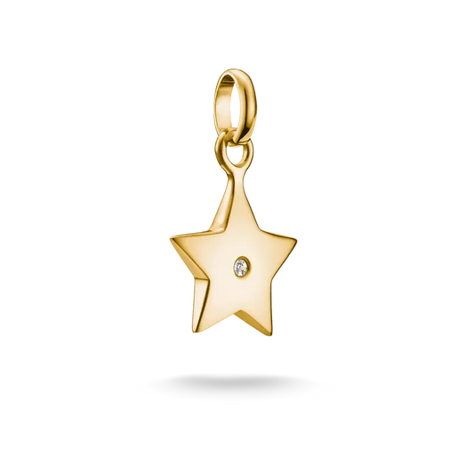 THOMAS SABO 18CT GOLD ON SIL STAR WITH SINGLE STONE CONNECT CHARM