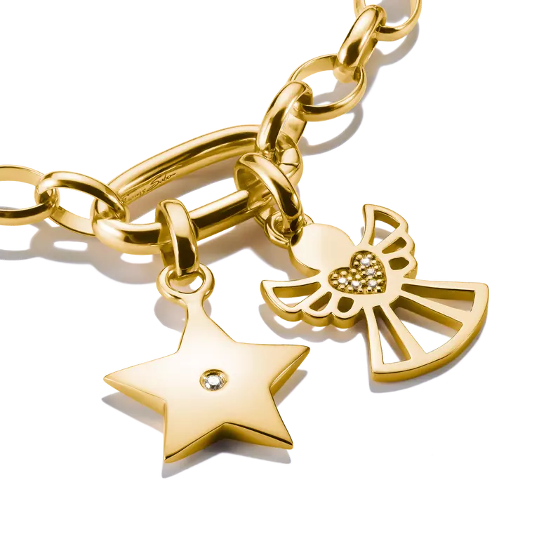 THOMAS SABO 18CT GOLD ON SIL STAR WITH SINGLE STONE CONNECT CHARM