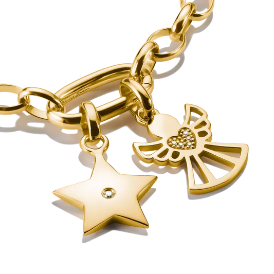 THOMAS SABO 18CT GOLD ON SIL STAR WITH SINGLE STONE CONNECT CHARM