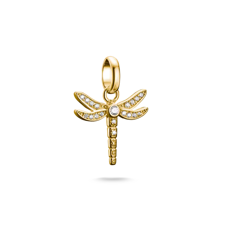 THOMAS SABO 18CT GOLD ON SIL CZ DRAGONFLY CONNECT CHARM