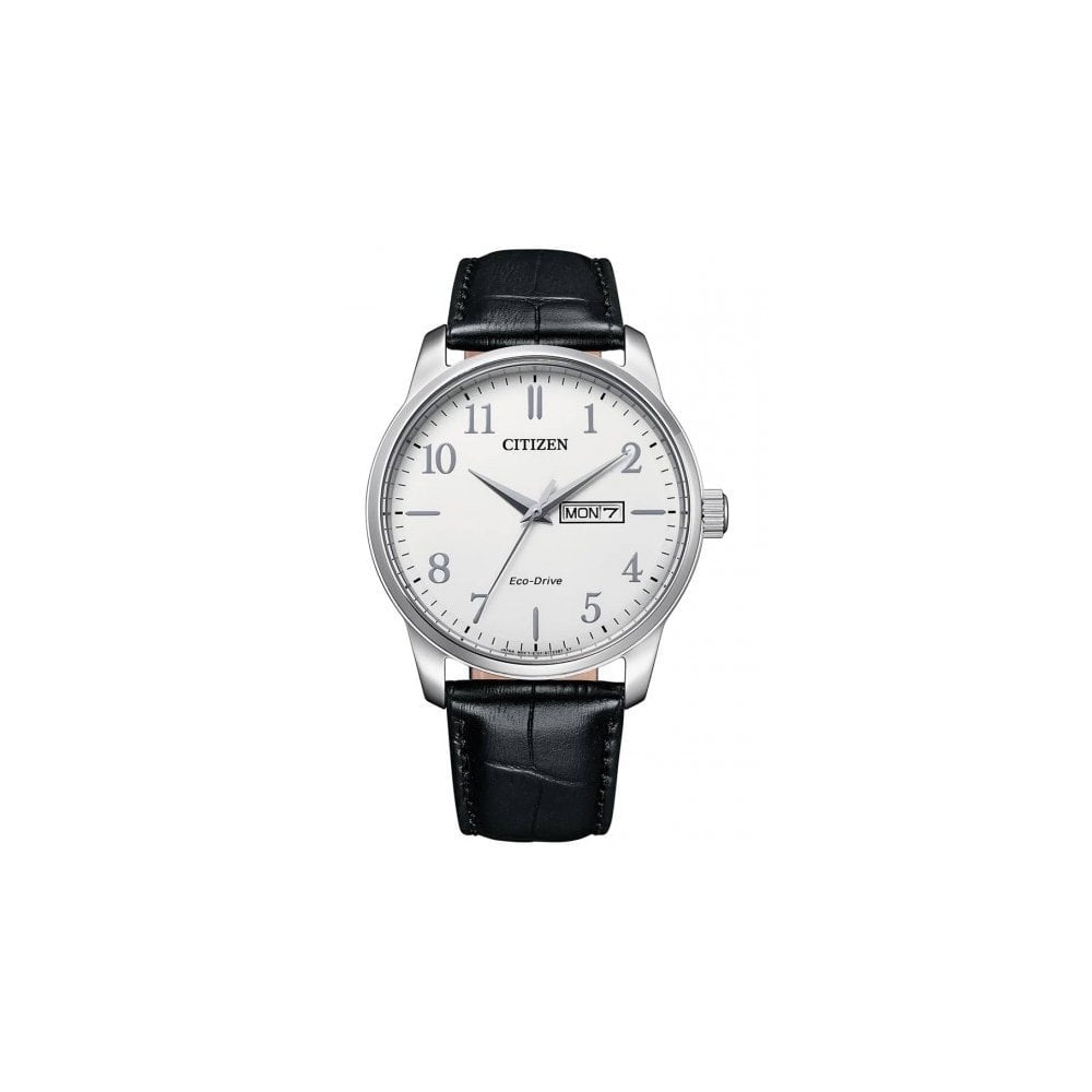 CHANDLER STAINLESS STEEL WATCH WITH BLACK LEATHER STRAP