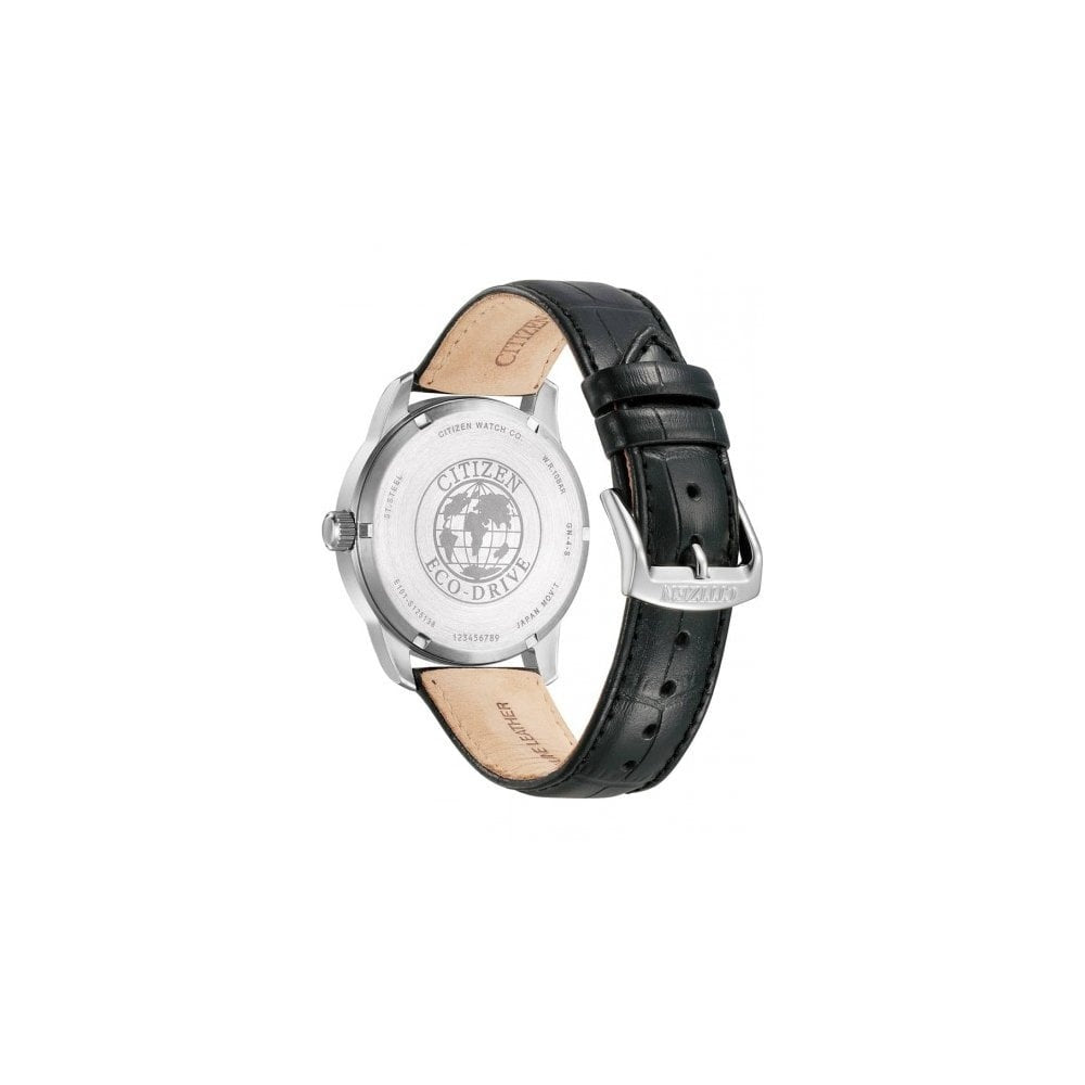 CHANDLER STAINLESS STEEL WATCH WITH BLACK LEATHER STRAP