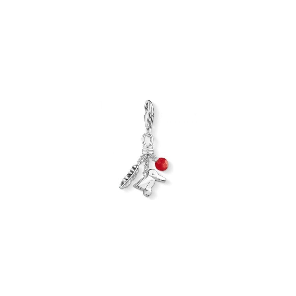 CHARM CLUB FEATHER, BIRD AND RED BERRY CHARM