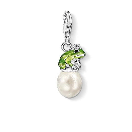 CHARM CLUB STERLING SILVER FRESHWATER PEARL FROG CHARM