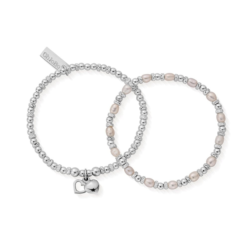CHLOBO PEARL FOREVER LOVE SET OF 2 BRACELETS