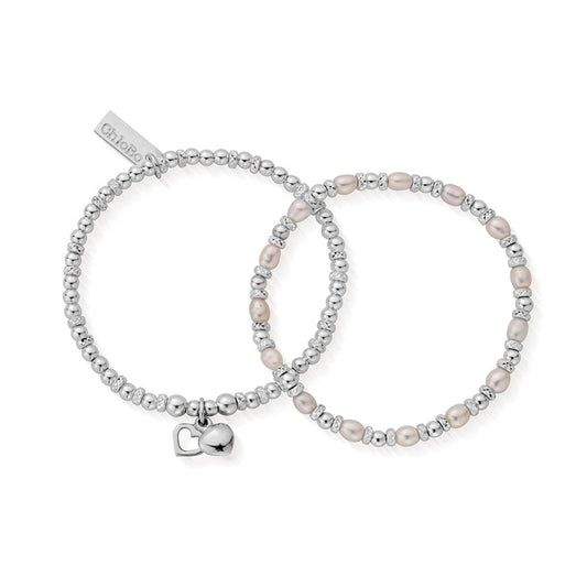 CHLOBO PEARL FOREVER LOVE SET OF 2 BRACELETS