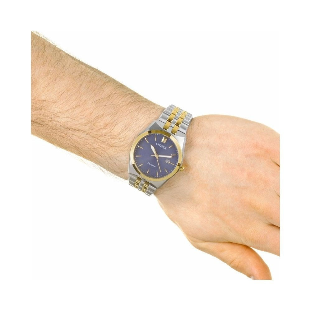 CITIZEN CORSO 2TONE BRACELET ECO-DRIVE WATCH WITH BLUE DIAL